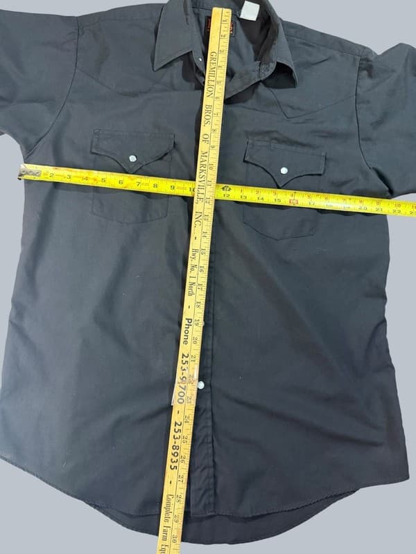 Plains Western Wear Mens Black Pearl Snap Short Sleeve Western Cowboy Shirt Size - Thumbnail 4