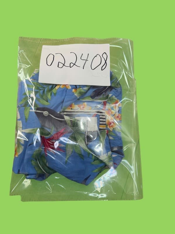 Denim & Flower Ricky Singh Mens Blue Floral Birds of Paradise Short Sleeve Butto - Thumbnail 6