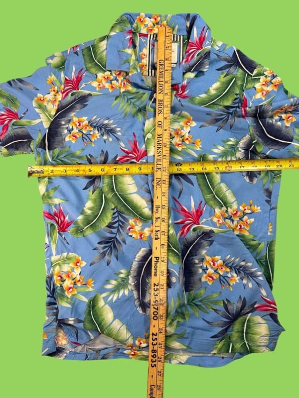 Denim & Flower Ricky Singh Mens Blue Floral Birds of Paradise Short Sleeve Butto - Thumbnail 5