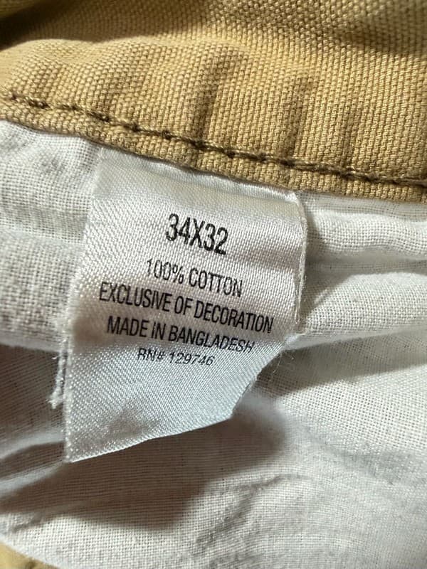 Blue Mountain Men's Canvas Carpenter Work Pants 34x32 Tan Distressed Paint Splat - Thumbnail 4