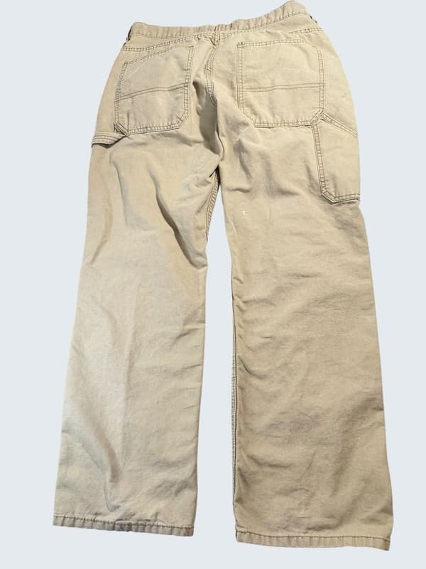 Blue Mountain Men's Canvas Carpenter Work Pants 34x32 Tan Distressed Paint Splat - Thumbnail 2