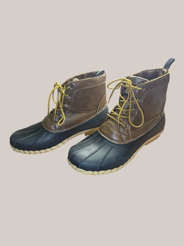 Itasca Men's Size 12 Lace Up Duck Boots Brown and Black Waterproof - Thumbnail 2