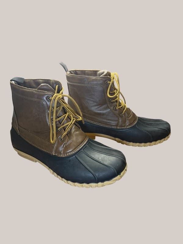 Itasca Men's Size 12 Lace Up Duck Boots Brown and Black Waterproof - Thumbnail 3