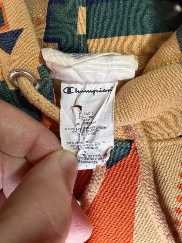 Champion Reverse Weave Southwestern Aztec All Over Print Hoodie Large - Thumbnail 4