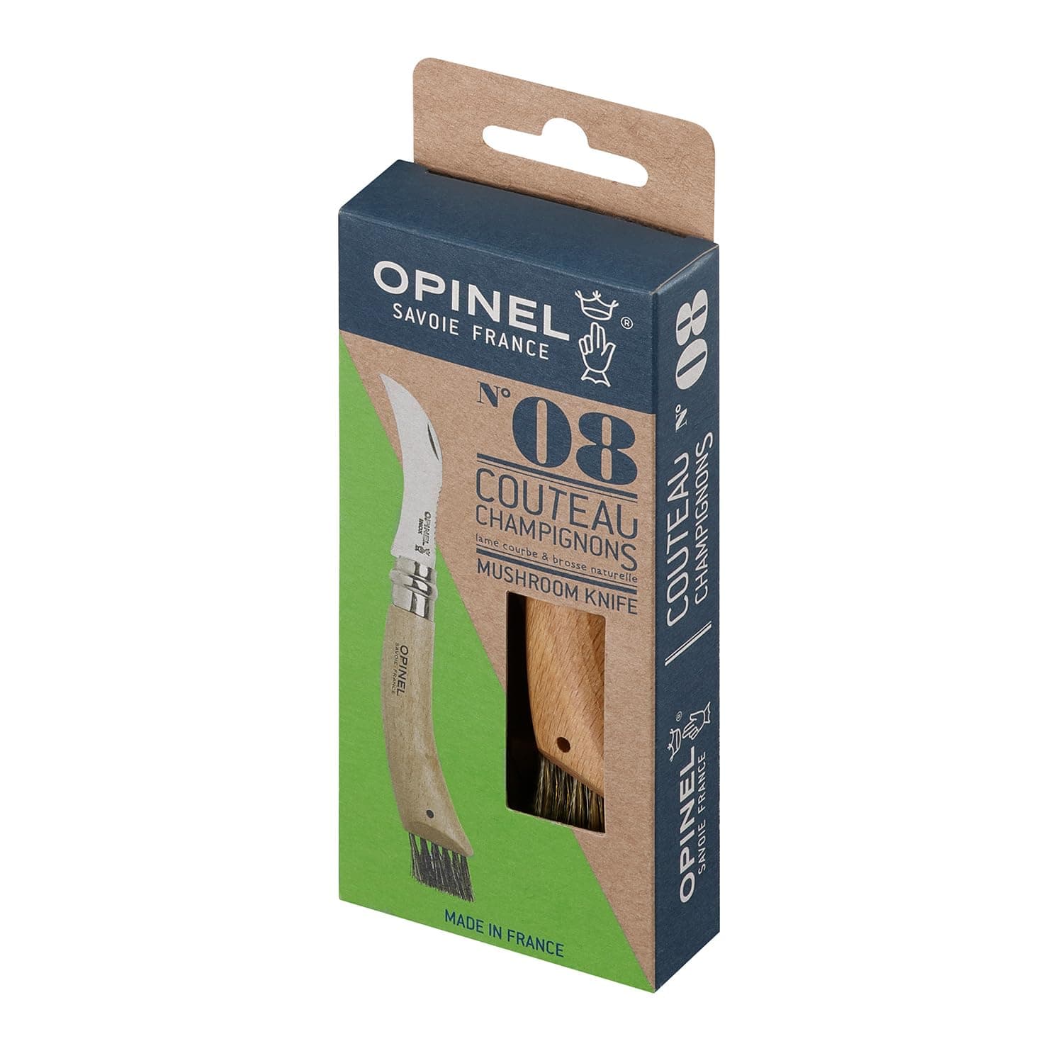 Opinel No. 08 Mushroom Knife - Beechwood Handle, Sandvik Steel, Integrated Brush - Thumbnail 4