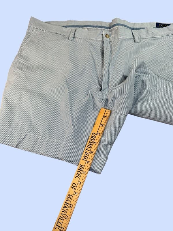 Polo Ralph Lauren Blue White Striped Seersucker Classic Fit 6" Shorts - Thumbnail 8