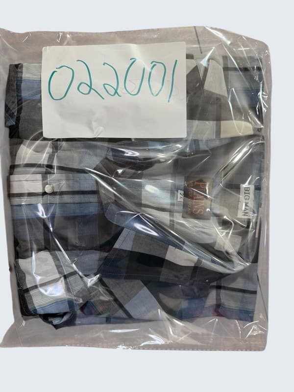 Plains Western Wear Mens 2X Pearl Snap Short Sleeve Western Shirt Blue Black Gra - Thumbnail 9