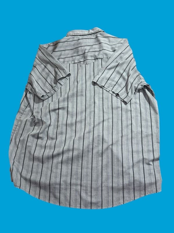 ELY Cattleman 2X Big Man Western Pearl Snap Shirt Gray Striped Short Sleeve - Thumbnail 2