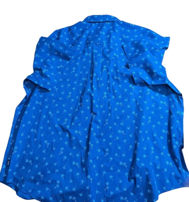 IZOD Men's Big & Tall 2XL Short Sleeve Button-Down Palm Tree Print Shirt - Thumbnail 3