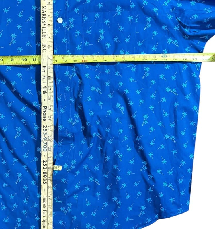 IZOD Men's Big & Tall 2XL Short Sleeve Button-Down Palm Tree Print Shirt - Thumbnail 6