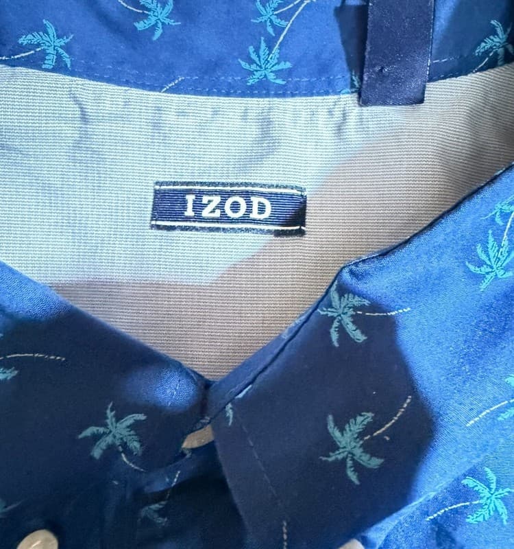 IZOD Men's Big & Tall 2XL Short Sleeve Button-Down Palm Tree Print Shirt - Thumbnail 4