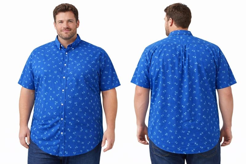 IZOD Men's Big & Tall 2XL Short Sleeve Button-Down Palm Tree Print Shirt - Image 1