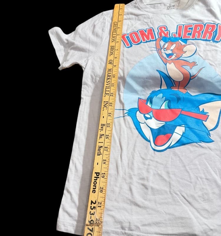 Tom and Jerry Youth Graphic T-Shirt Size L 10/12 Cartoon Tee - Thumbnail 5