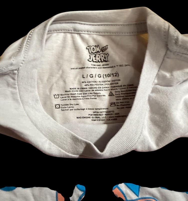 Tom and Jerry Youth Graphic T-Shirt Size L 10/12 Cartoon Tee - Thumbnail 4