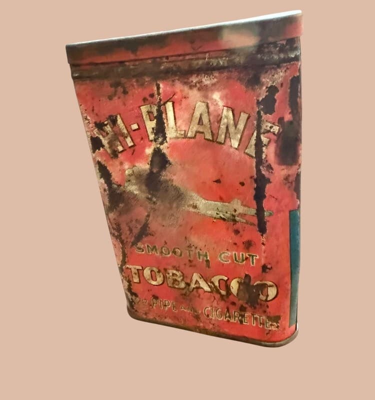 Vintage Hi-Plane Smooth Cut Tobacco Tin Pipe Cigarettes Red Metal Can - Image 1