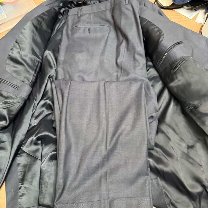 Baroni Executive Navy 2 Button Suit Mens 44R 44x32 Flat Front - Thumbnail 9