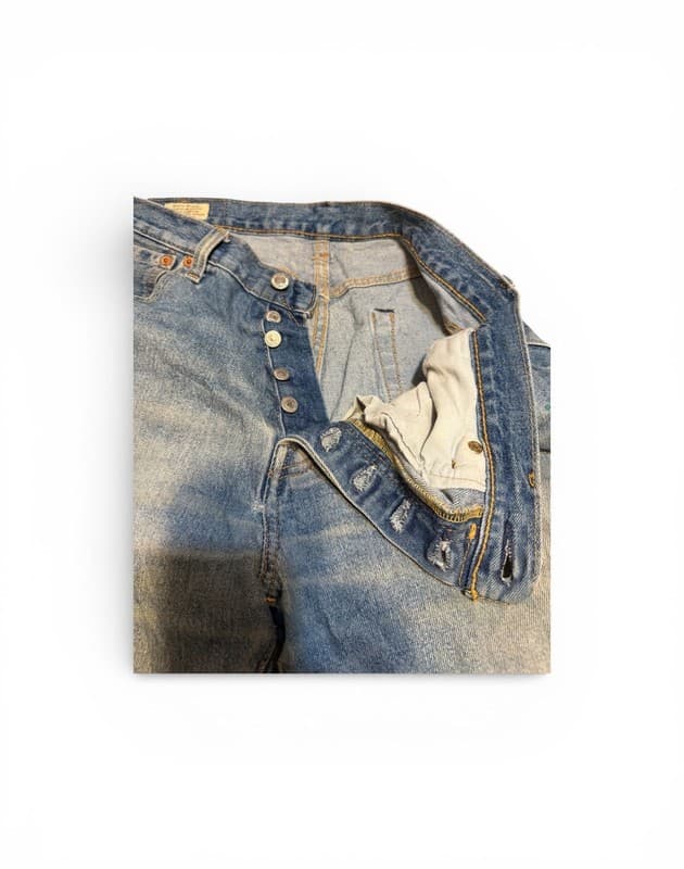 Levi's 501 Button Fly Distressed Jeans - Thumbnail 4