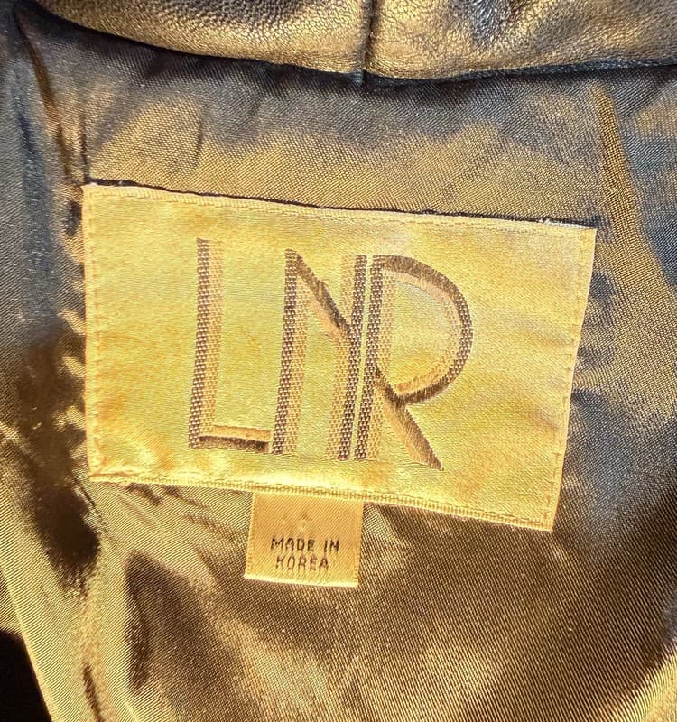 LNR Black Leather Coat Flame Lapel Y2K Vintage Large - Thumbnail 4