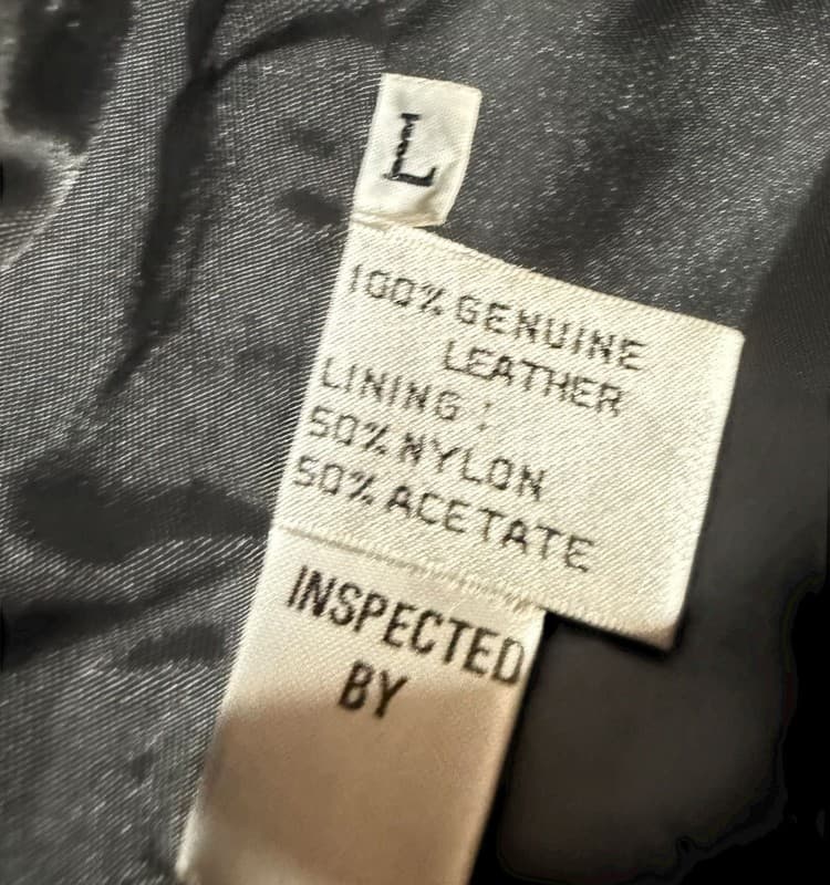 LNR Black Leather Coat Flame Lapel Y2K Vintage Large - Thumbnail 5