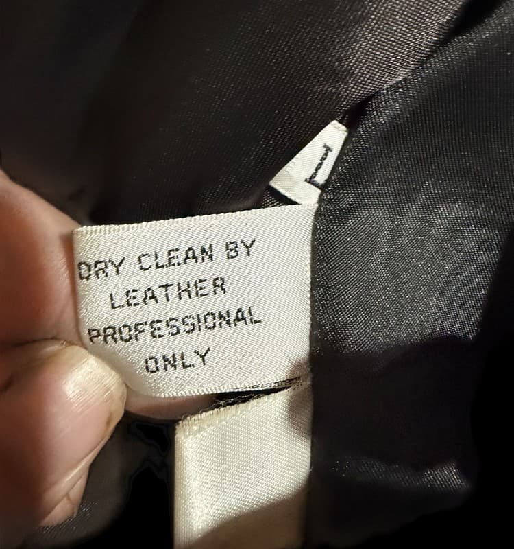 LNR Black Leather Coat Flame Lapel Y2K Vintage Large - Thumbnail 6