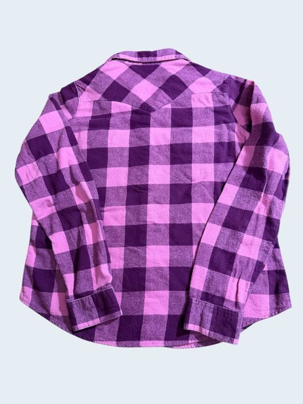 Wrangler Women's Pink and Purple Buffalo Plaid Pearl Snap Western Flannel Shirt - Thumbnail 2