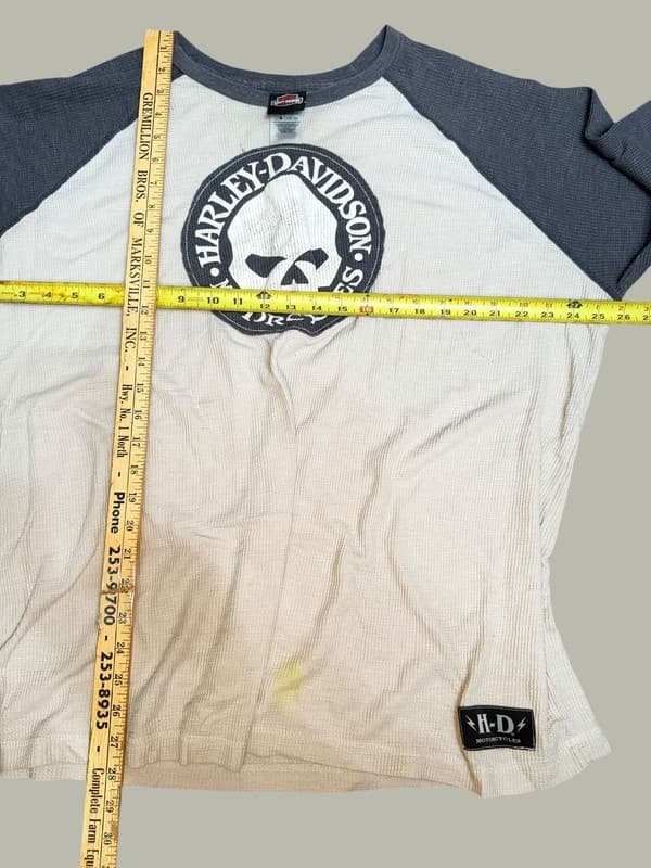 Harley-Davidson Willie G Skull Raglan Waffle Knit Thermal Shirt 2XL - Thumbnail 6