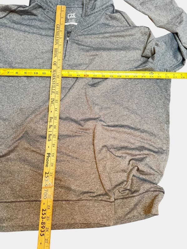 Cutter & Buck CB DryTec Grey Striped 1/4 Zip Performance Pullover XXL - Thumbnail 6