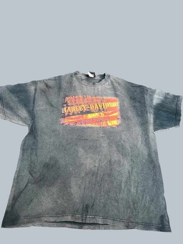 Vintage Harley-Davidson Glacier Kalispell Montana Stonewash T-Shirt 2XL - Image 1