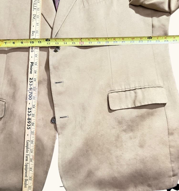 Chaps Men's Tan Faux Suede Two-Button Blazer with Paisley Lining - Thumbnail 6