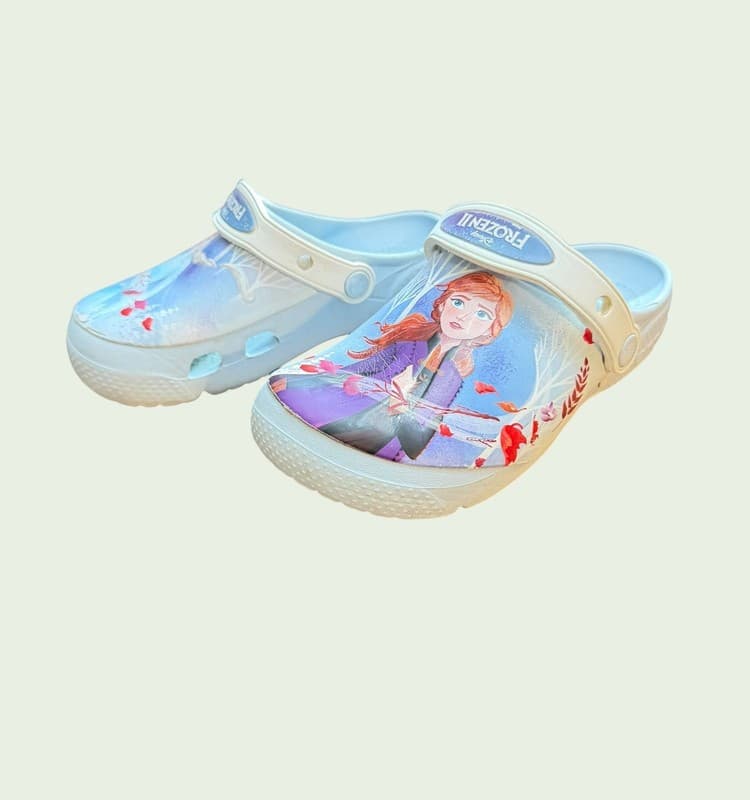 Crocs Fun Lab Disney Frozen 2 Kids Mineral Blue Anna Elsa Clogs Clog Size J1 - Thumbnail 3