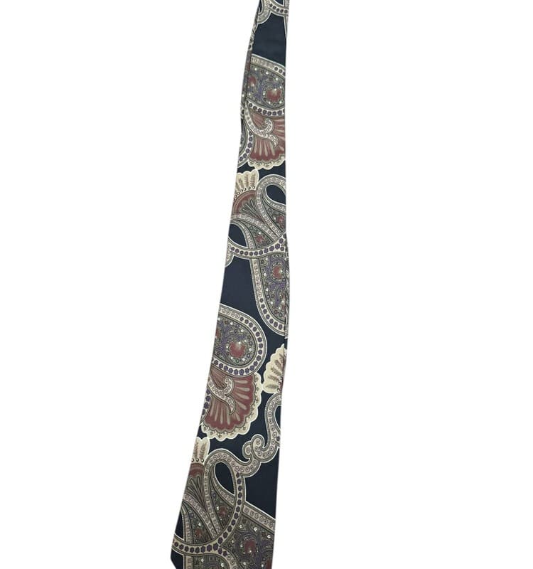 Vintage Pierre Cardin Silk Paisley Neck Tie Black Burgundy Designer Men’s - Image 1