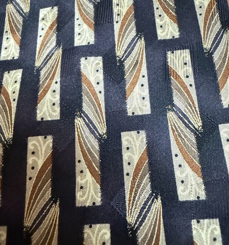 Vintage Pierre Cardin 100% Silk Geometric Necktie Black Gold Brown USA Made - Thumbnail 4