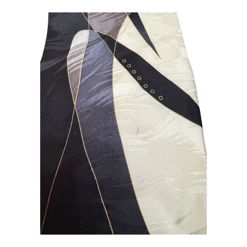 Verona Uomo Collezione 100% Silk Necktie Black Gold Abstract Geometric - Thumbnail 4
