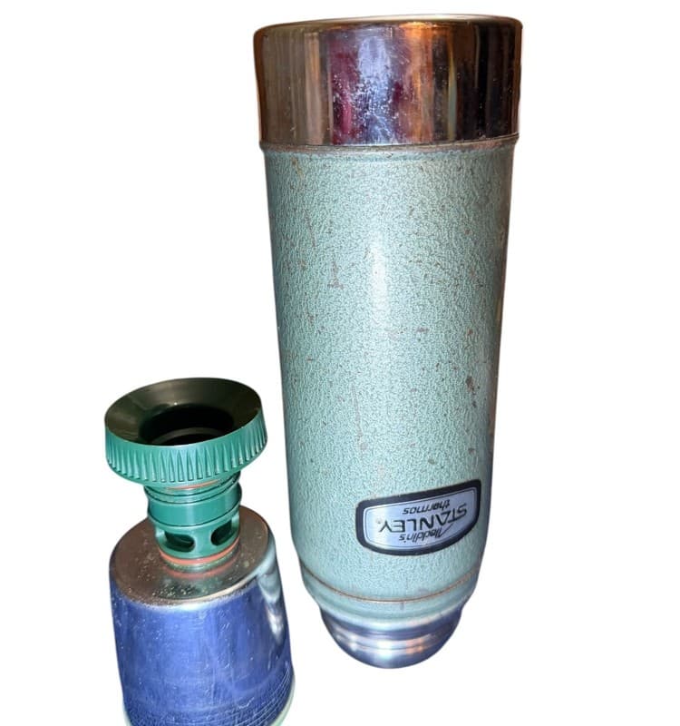 Vintage Stanley A-943C Green Steel Thermos 1 Pint Aladdin Nashville Tested - Thumbnail 8