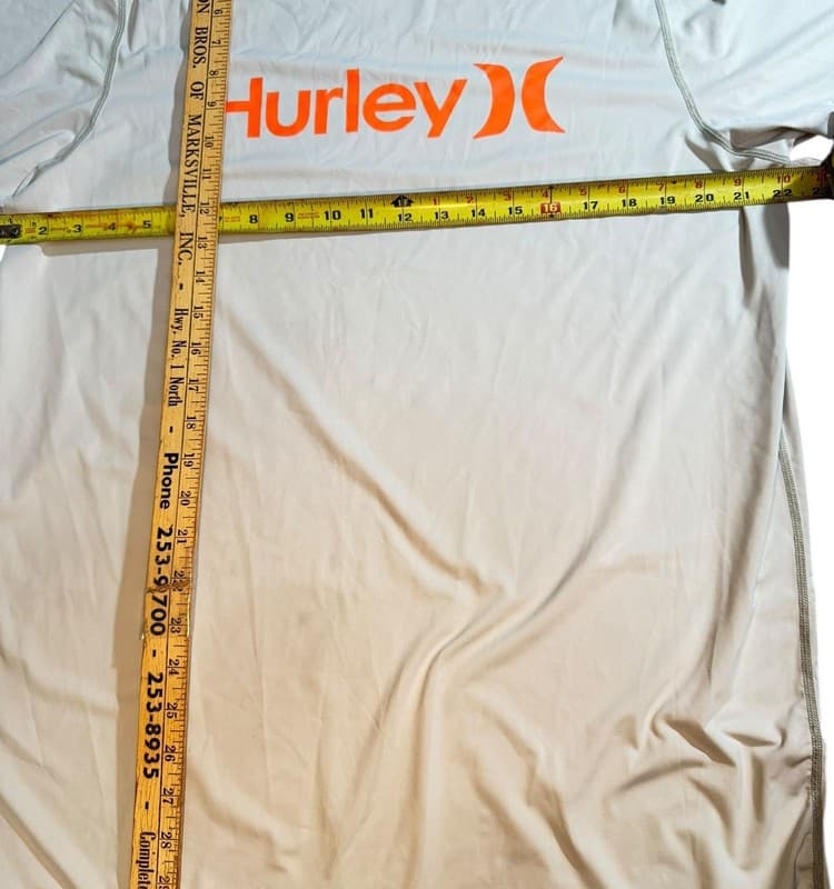 Hurley Men's Short Sleeve Rash Guard, Light Grey/Orange, Size XL — UPF 50+ - Thumbnail 5