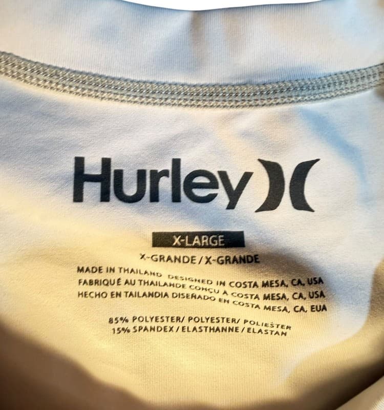 Hurley Men's Short Sleeve Rash Guard, Light Grey/Orange, Size XL — UPF 50+ - Thumbnail 3