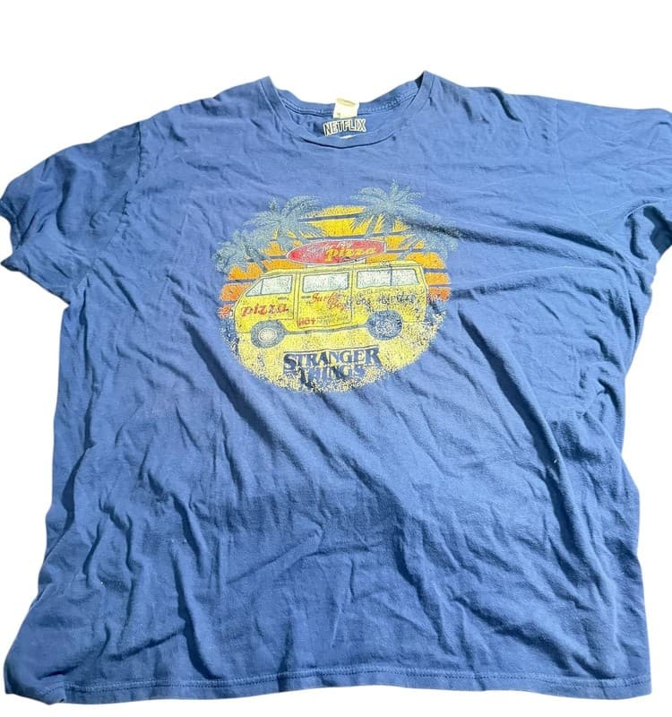 Netflix Stranger Things Surfer Boy Pizza Van Sunset Graphic T-Shirt 2XL - Image 1