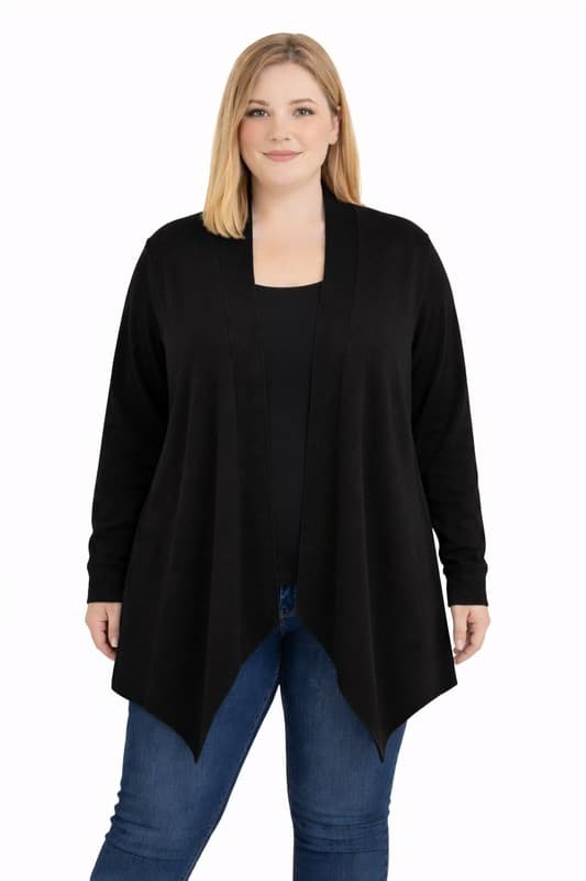 Women’s Liz Claiborne Black Open Front Cardigan Size 2X - Image 1