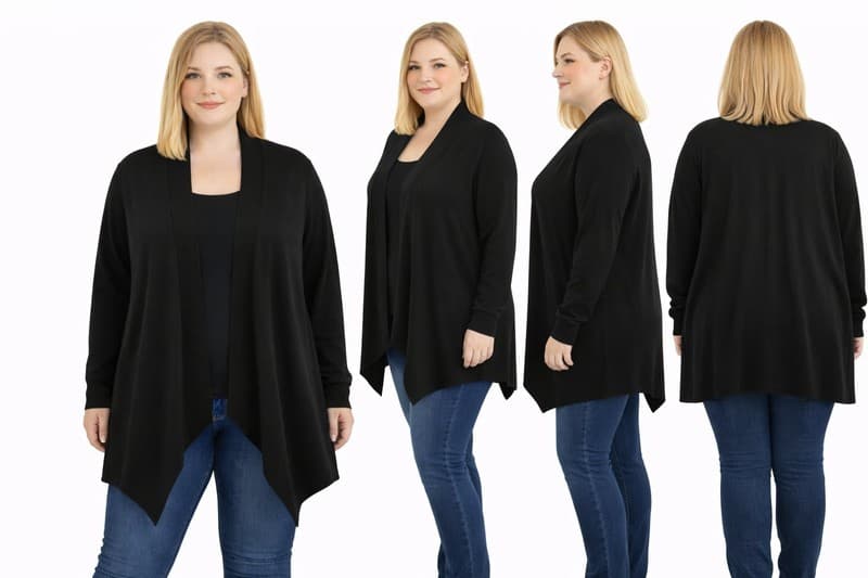 Women’s Liz Claiborne Black Open Front Cardigan Size 2X - Thumbnail 2