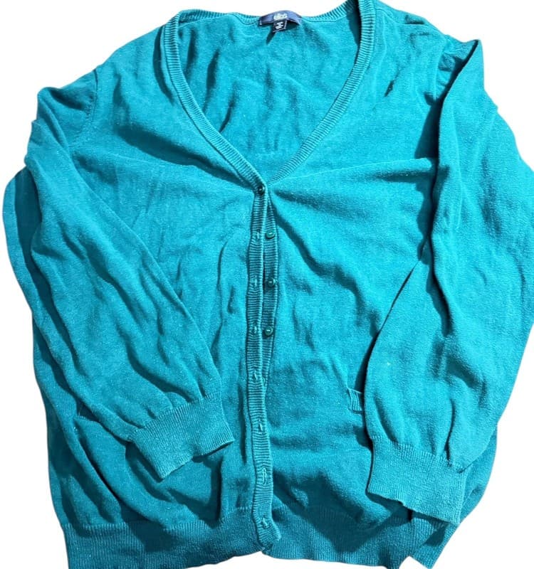 Women’s Ellos Turquoise Cotton Cardigan Size 1X (22-24) - Thumbnail 3