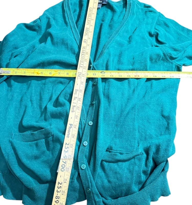 Women’s Ellos Turquoise Cotton Cardigan Size 1X (22-24) - Thumbnail 8