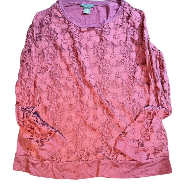 Adrianna Papell Women’s Purple Lace Overlay Top - Size M - Image 1