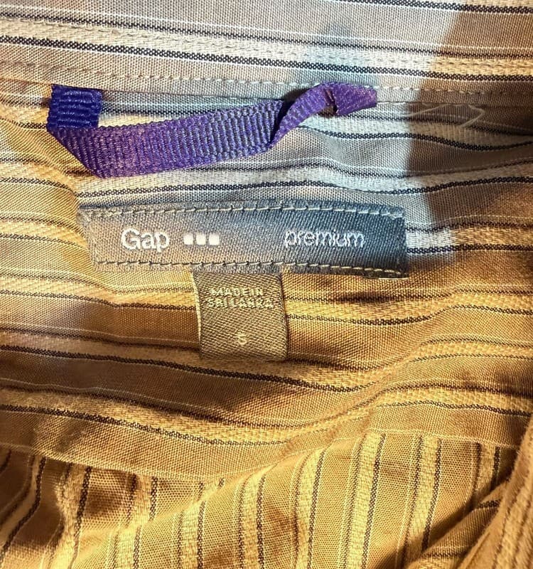Gap Striped Button-Down Shirt - Men’s Small - Tan & White Vertical Stripes - Thumbnail 3