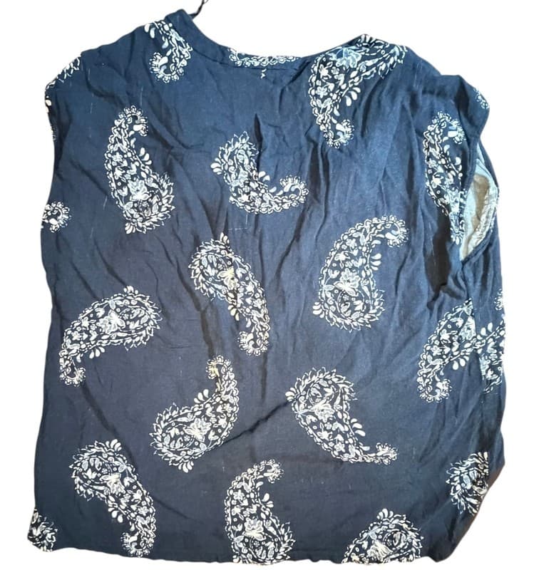 H&M Womens Paisley V Neck Sleeveless Blouse Blue Size 8 - Thumbnail 2