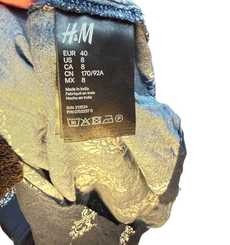 H&M Womens Paisley V Neck Sleeveless Blouse Blue Size 8 - Thumbnail 4