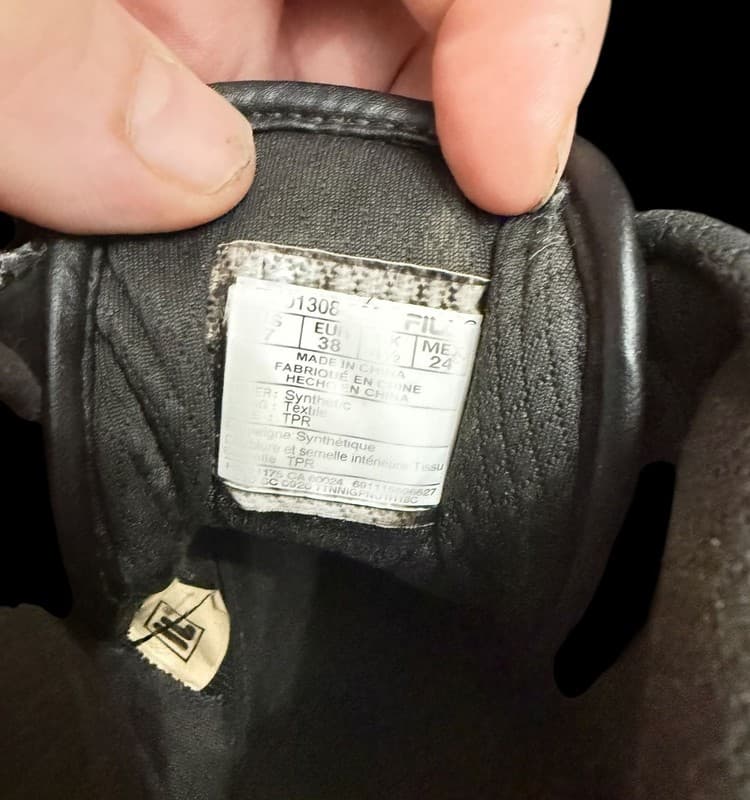 FILA Youth High Top Sneakers Black Paint Splatter Strap Size 6 EU 38 - Thumbnail 5