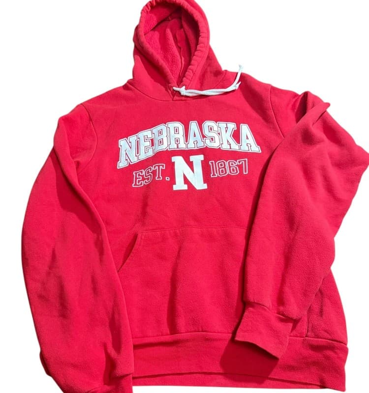 Nebraska Cornhuskers Red Pullover Hoodie Fleece Lined College Sweatshirt - Image 1
