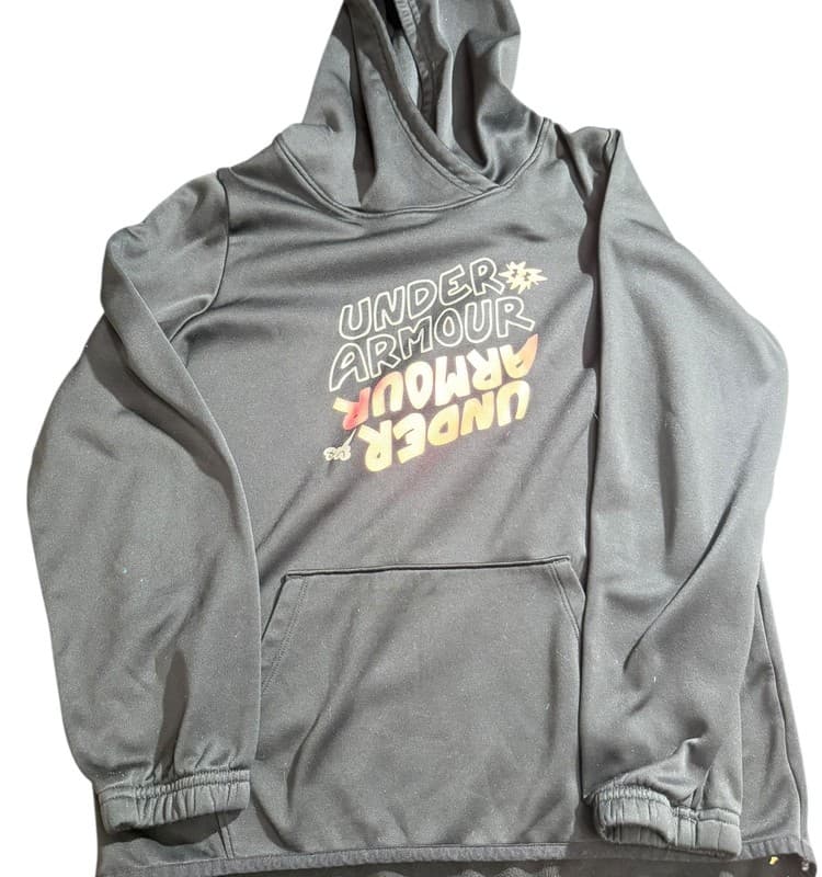 Under Armour Youth Large Black Pullover Hoodie Loose Fit Kangaroo Pocket - Image 1