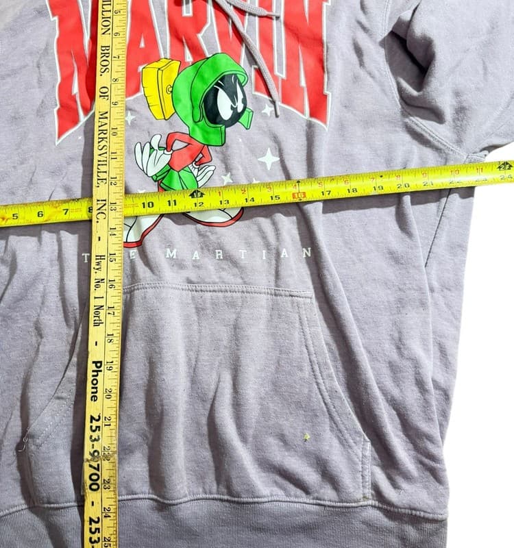 Looney Tunes Marvin the Martian Hoodie Sweatshirt Small Light Purple - Thumbnail 4