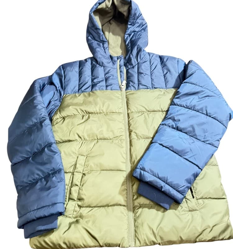 Wonder Nation Youth XXL 18 Puffer Jacket Hooded Olive Blue WB48305 - Image 1
